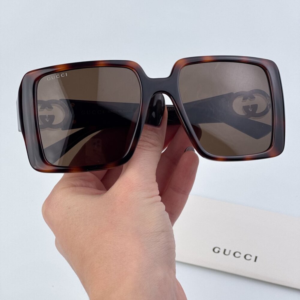 Gucci GG1692S 002 BRAND NEW Sunglasses Havana Brown Square Women